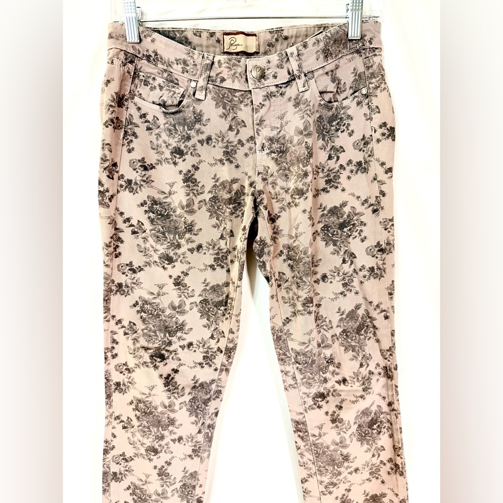 PAIGE “Peg Skinny” Low/Mid Rise Jeans With An All Over Flower Pattern Size 25 - Picture 5 of 14